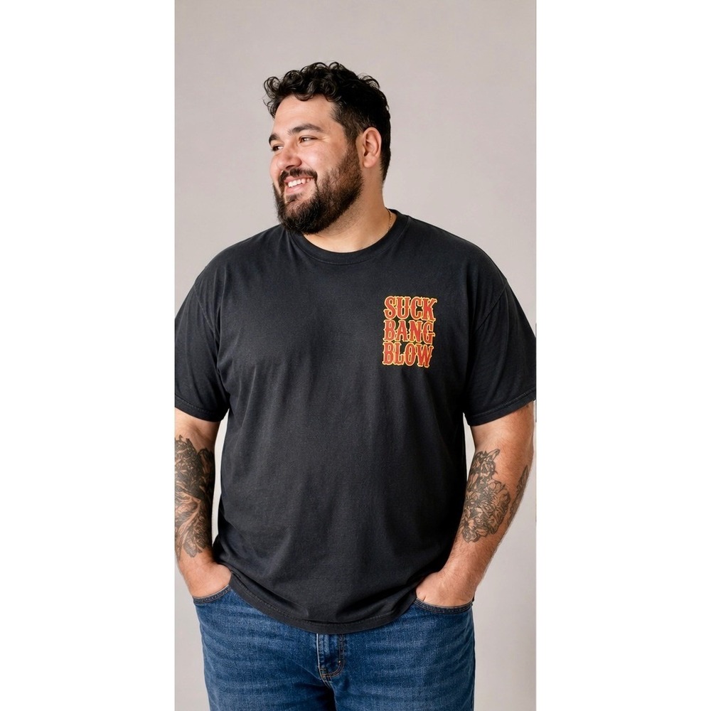 Suck Bang Blow‎ Black Graphic T-Shirt 4XL Skull Biker Tee Moto Harley Streetwear